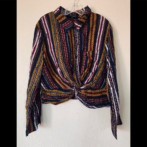 *Cross front print top